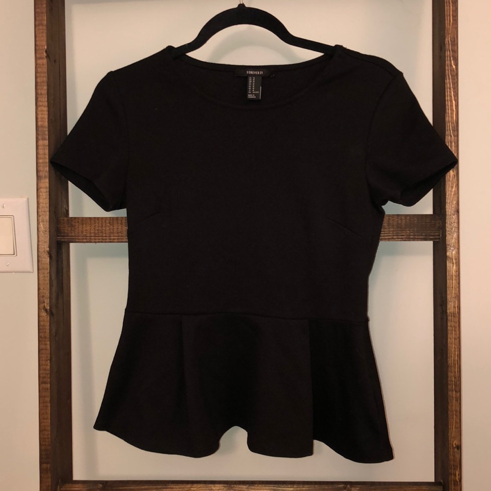Solid black peplum top